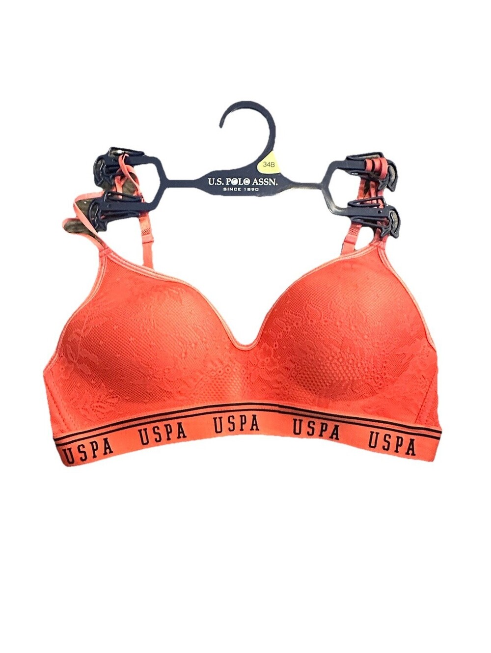 USPA Bra 34B No Wireless Orange Comfortable Good Support NEW
